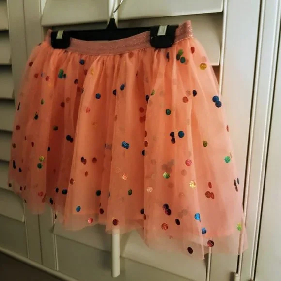 JUSTICE | Girl's Skorts | Peachy Pink | Rainbow Dots | Size 10 - Picture 2 of 7